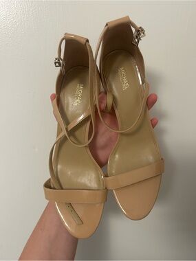 Nude Patent Strappy Stiletto Sandal - Women